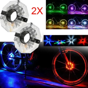 Rechargeable Bike Wheel Hub Lights Waterproof LED Cycling Spoke Lights 4Color 2x - Picture 1 of 12