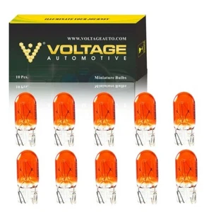 168A 168 Amber T10 Bulb For Car License Plate Light Side Marker Dashboard, 10pcs - Imagen 1 de 2
