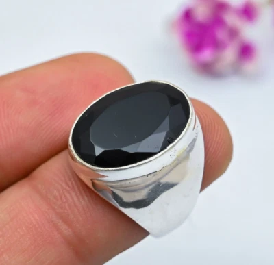 Wonderful Black Spinel Gemstone Handmade 925 Sterling Silver Ring Jewelry Gifts - Image 1 of 4