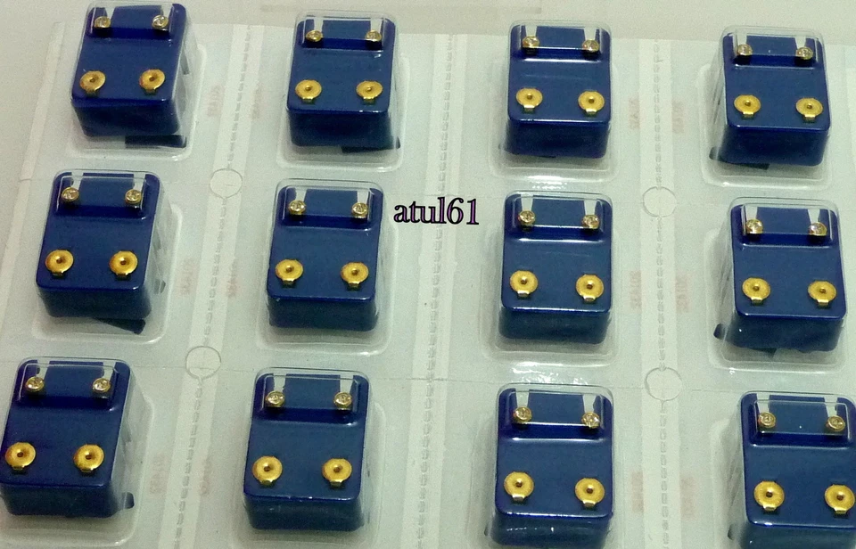 1 Doz Caflon Gold Plated Crystal Ear Piercing Stud