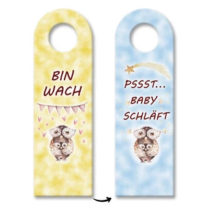 Eulen Mama und Baby Türhänger - Baby schläft oder ist wach - Bild 1 von 6