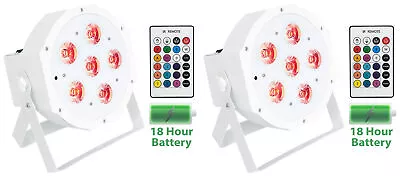 2) Rockville BATTERY PAR 61 White Rechargeable RGBWA+UV DMX DJ Up-Lights+Remotes - Image 1 of 4