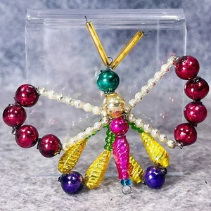Vintage 1992 Radko Flutter Bys Perlen Glas Schmetterling Weihnachtsschmuck 3"x3" - Bild 1 von 6