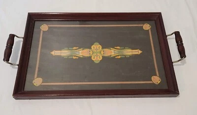 Vintage Folk Art Wood Serving Tray Tea Bar TV Cocktail Breakfast in Bed Dinner - Image 1 of 4