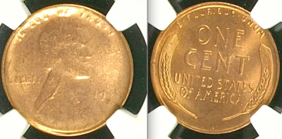 1946-S NGC MS66 RED Capped Die Error Wheat Cent █  Lincoln Cent - Image 1 of 4
