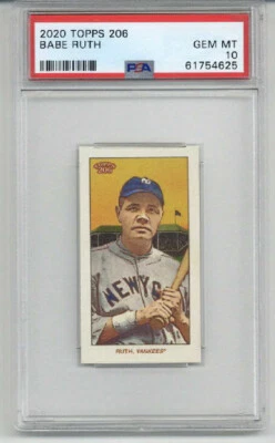2020 TOPPS 206 BABE RUTH CARD NEW YORK YANKEES PSA 10 LOW POP VERY RARE - Image 1 of 2