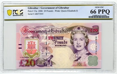 Gibraltar 2006 £20, Pick# 33a - PCGS GEM UNC 66 PPQ - Image 1 of 2