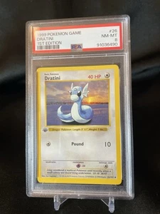 BLB 76- ENGLISH 1st EDITION Thick Stamp BASE SET Dratini 26/102 Uncommon PSA 8 - Picture 1 of 6