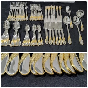 Mikasa Novena Gold Accent Flatware Set Of 64 Pieces (Service For 12) - Picture 1 of 10