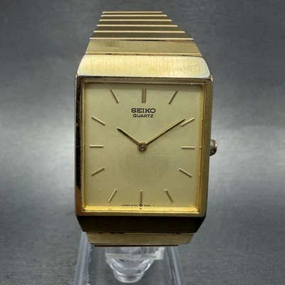 Seiko Tank Watch Men 26mm Champagne Dial Gold Tone 5Y00-5029 New Battery - Image 1 of 4