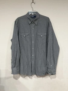 Vtg Polo Ralph Lauren RL Western Shirt Pearl Snap Cowboy Black White Check XL - Picture 1 of 9