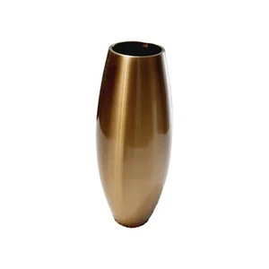 Brass Metal Vase Asian Gold Tone Heavy 8.5x3.5  Cylindrical Shape. - Picture 1 of 5