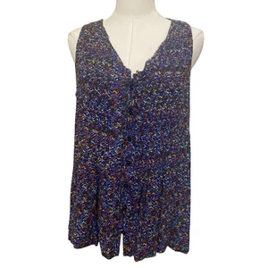 Anthropologie Maeve Women's Medium Tank Top, Multi-color Print Button Down - Picture 1 of 9