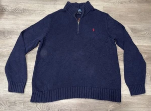Polo Ralph Lauren Men's 1/4 Zip Knit Cotton Sweater : NAVY : Size XXL Polo Horse - Picture 1 of 10