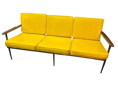 Sofá sofá vintage MCM Baumritter de metal y madera PATIO sol porche con cojines años 60 Foto 1 de 4