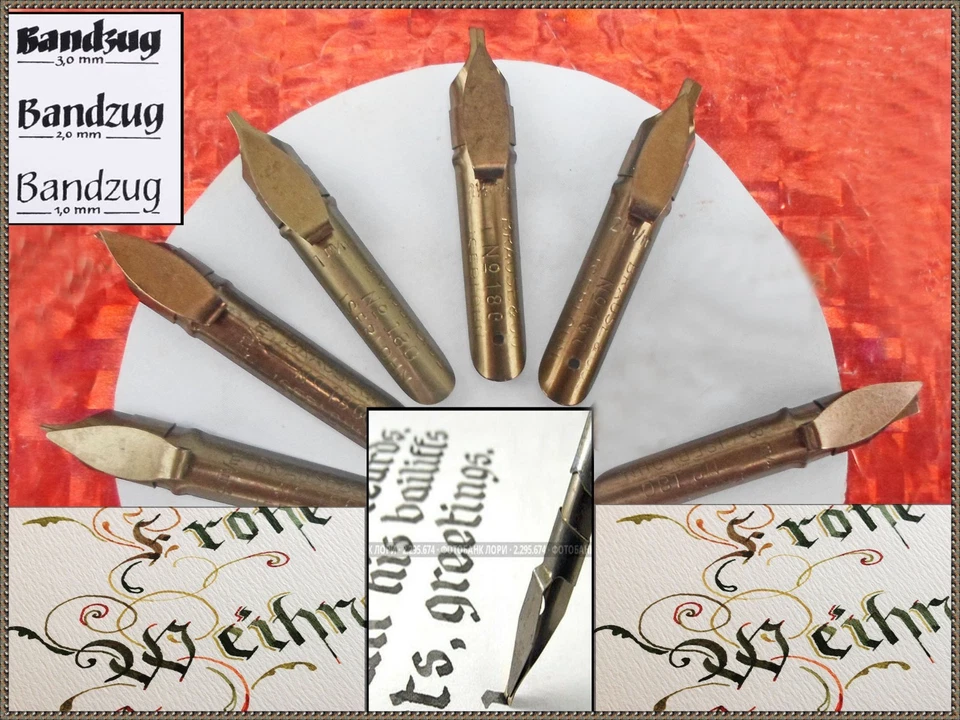 Коллекция из 6 различных винтажных ручек Brause & Co. Bandzugfeder No180 новые в коробке - Изображение 1 из 1