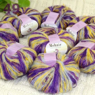 Sale New 8BallsX25g Luxury Soft Mohair Warm Wrap Shawl Hand Knit Crochet Yarn 49 - Image 1 of 4