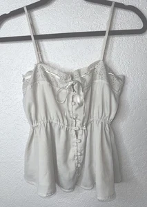 American Eagle Summer Top Spaghetti Straps Off White Fit And Flare Crop Small E - Picture 1 of 6