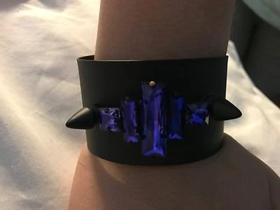 Brazalete Noir Cuff Nightfall AZUL Negro Chapado Cristal Spike Punk Latón Sólido Foto 1 de 4