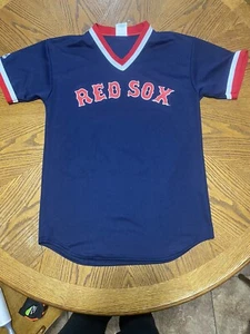Vintage Majestic MLB Boston Red Socks Navy Blue Ringer T Shirt Jersey Medium #11 - Picture 1 of 9
