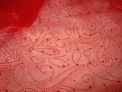 Crystal Organza Reliefdruck und Pailletten ROT Glitzer - Bild 1 von 1