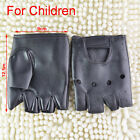 Leather Gloves Black Fingerless Driving Fashion Men Women Half Finger Gloves D?6