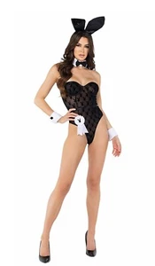 Roma Sexy Playboy Bunny Sheer Black Bodysuit 8pcCostume PB111 - Picture 1 of 4