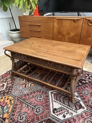 Vintage Coffee Table Bamboo Rattan Wicker Boho - Image 1 of 4