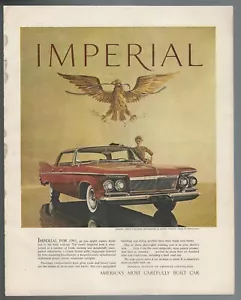 1961 CHRYSLER IMPERIAL advertisement, large sedan print ad, folded - Foto 1 di 3