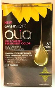 Garnier Olia Oil Powered Permanent Hair Color, 6.1 Light Ash Brown