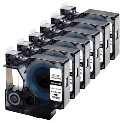 Paquete de 6 cintas de etiquetas 40913 negras/blancas para DYMO D1 LabelManager 210D 450 260P Foto 1 de 3