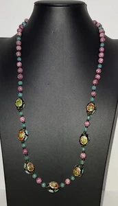 Chinese Cloisonne Enamel Necklace 29in. Length - Picture 1 of 14