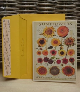 Sunflower 100 pack cards notelets + envs folded to A6 blank linen texture - Picture 1 of 3
