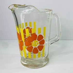 Vintage Summer Drink Glass Jug Pitcher | Retro Flower Glassware - Picture 1 of 10