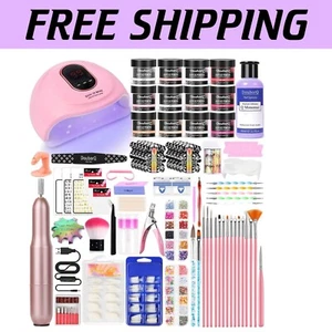 Complete Acrylic Nail Art Kit with UV Lamp, Glitter & Nail Drill for Beginners - Picture 1 of 10