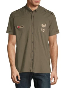 $229 Designer ANTONY MORATO Men's Military Patch Short Sleeve Button Shirt 50 - Picture 1 of 2