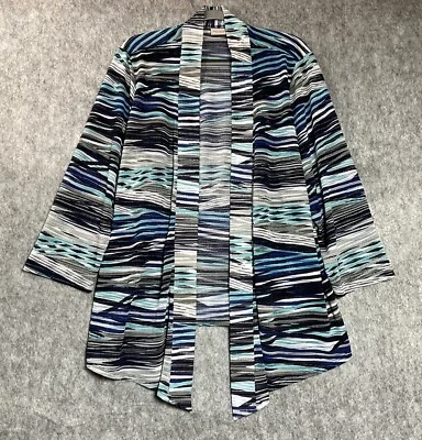 Suéter Chicos Mujer 3 Extra Grande Azul Geométrico Frente Abierto Cápsula Fácil de usar Foto 1 de 4