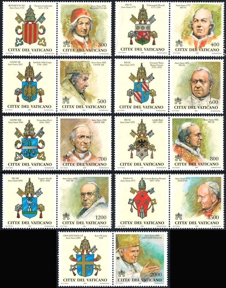 [OOS] Vatican #Mi1327Zf-Mi1335Zf MNH 2000 Popes [Labels on Left][1141-1149] - Image 1 of 1