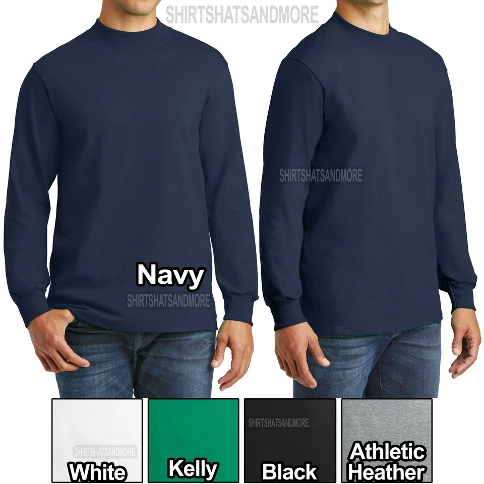 Big Mens Mock Turtleneck Long Sleeve T-Shirt Tee XL, 2XL, 3XL, 4XL - Image 1 of 1