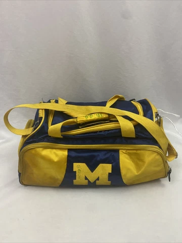 Vintage University Of Michigan Wolverines Blue Yellow Straps Gym Duffle Bag Cover