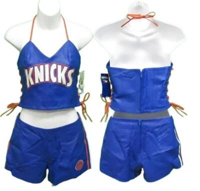 New York Knicks Womens Cheerleader Outfit Leather Top Bottom Shirt or Shorts - Image 1 of 4