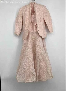 Girls Pink Sleeveless Lace 2 Piece Jacket Fit And Flare Dress Size Medium - Picture 1 of 10