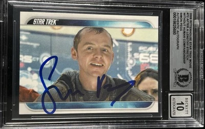 Tarjeta autógrafa de grado 10 de la película Star Trek firmada por Simon Pegg 2009 #72 BAS Foto 1 de 3