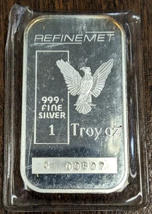 Refinemet 1ozt Silber Vintage Barren Eagle Design Seriennummer 807 - Bild 1 von 2