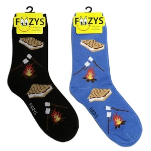 Women’s Crew Socks | Smores Fun Sweet Treats Novelty Socks | 2 Pair - Picture 1 of 7