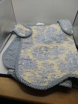 Cenefa Waverly Country Life French Toile azul amarillo reversible a cuadros  Foto 1 de 4