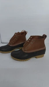 Vintage L.L. Bean  6” Unlined Rain Boots Men's 7M Leather Brown/Tan Made In USA - Picture 1 of 8
