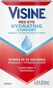 Visine Red Eye Hydrating Comfort Redness Relief Lubricating Eye Drops 0.28 fl... - Picture 1 of 7