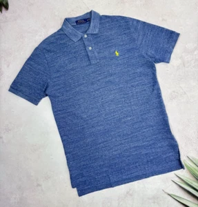 Polo Ralph Lauren T-Shirt Blue Melange & Yellow Logo size Medium - Picture 1 of 15