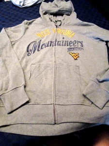 New  UNIV. WEST VIRGINIA WOMENS ZIP HOODIE HOODED SWEATSHIRT JACKET GRAY LG - Picture 1 of 2